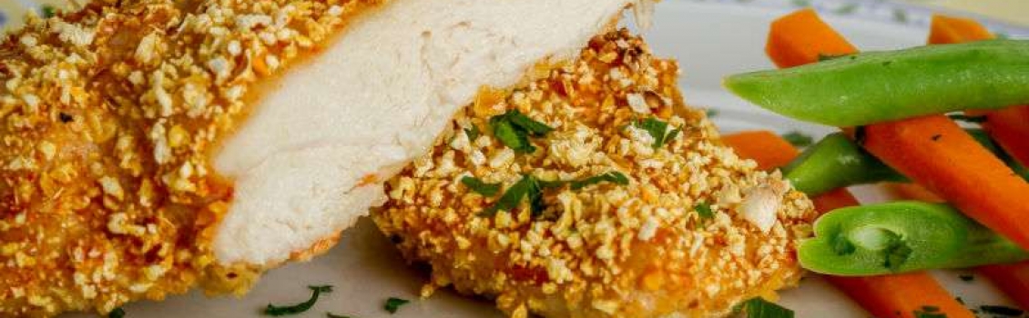 Frango empanado Fit para o jantar.